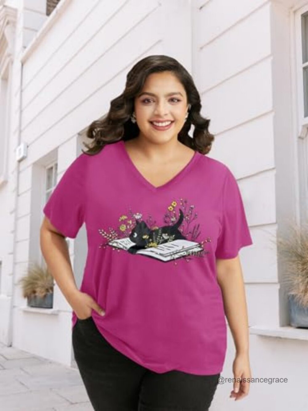 Plus Size V-Neck Western Graphic Tee | Vintage Country Music T-Shirt